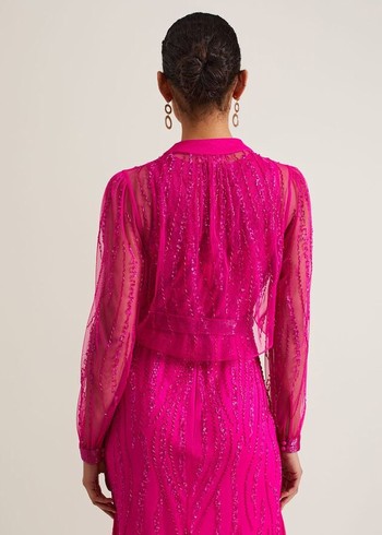 Phase Eight Lila Beaded Cover Up Jackets Fuchsia Australia | BL0215648